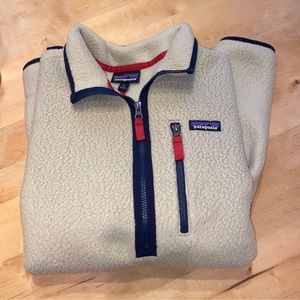 Men's Patagonia Retro Pile Fleece 1/4 Zip Pullover XL Cream